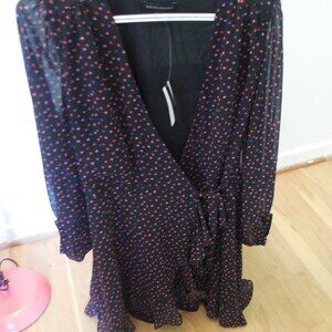 Banana Republic Navy Heart Pattern Wrap Dress